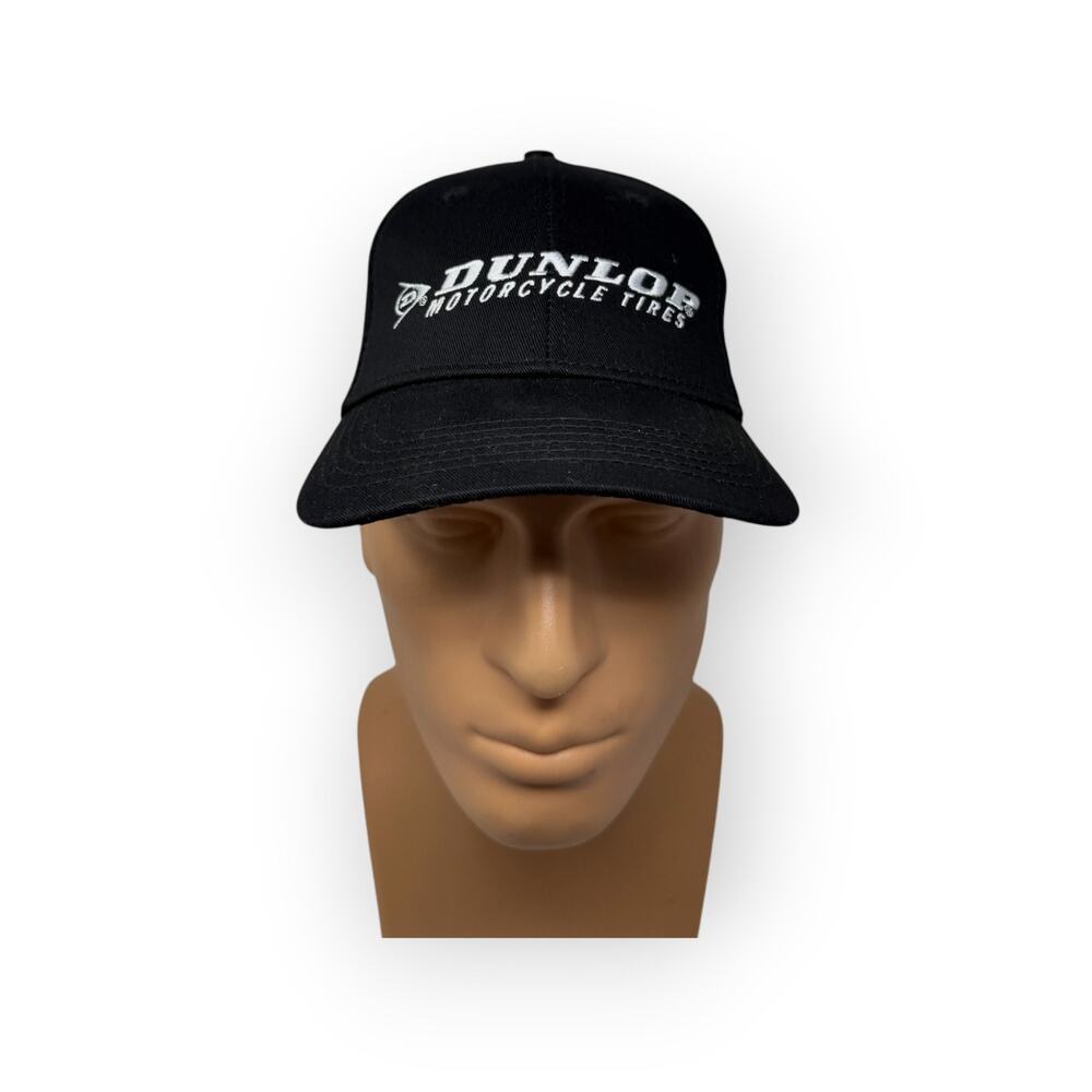 Dunlop Motorcycle Tires Embroidered Snapback Black White Trucker Cap Hat